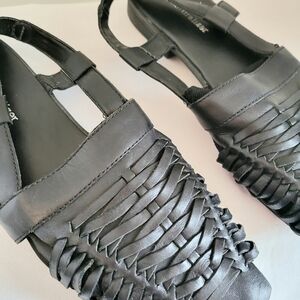 Naturalizer "Weeve Me" Black Leather Slingback Flats 9M